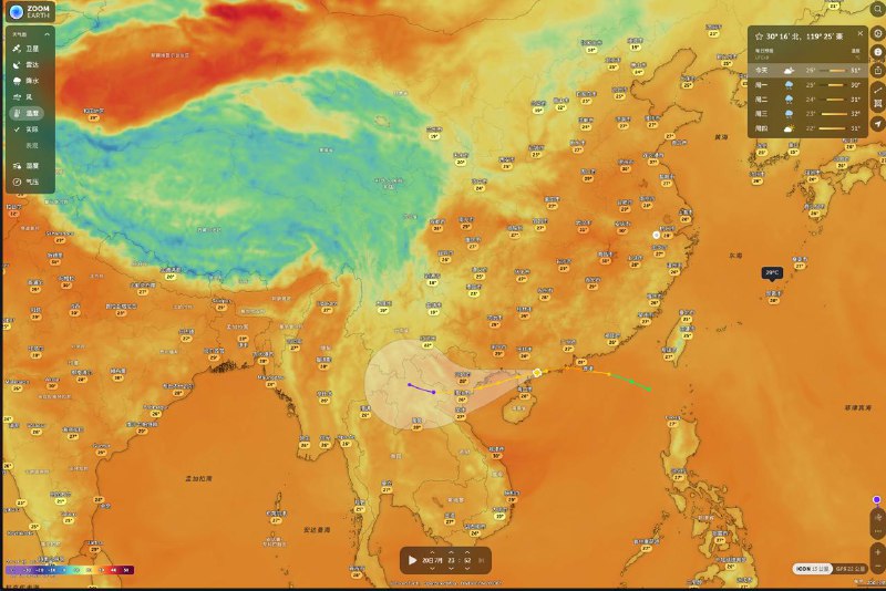 #Web🌪️ 查看全球天气 —— Zoom Earth 💻 最近天气真的太热了，今天介绍一个让你方便了解全球温度的网站，让你看看哪里比你的所在地更热