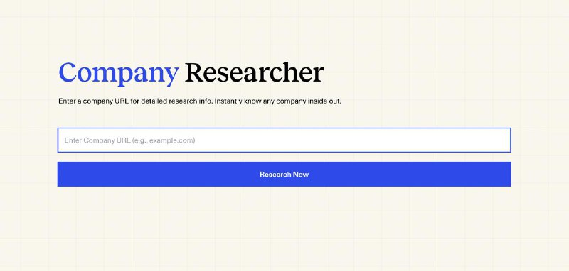 #Web #AI #GitHub🔎 用一个 URL 帮你调研一家公司 —— Company Researcher🎯 之前介绍帮你做 Twitter 年度报告的 Exa.ai 又推出了新的玩具，可以帮助你调研公司信息的服务